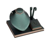 Perfeclan Set espositore per Gioielli Busto/manichino per Gioielli Espositore per collane, Orecchini e Anelli in Pelle PU per in casa e in Ufficio, Verde