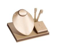 Perfeclan Set espositore per Gioielli Busto/manichino per Gioielli Espositore per collane, Orecchini e Anelli in Pelle PU per in casa e in Ufficio, d'oro