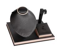 Perfeclan Set espositore per Gioielli Busto/manichino per Gioielli Espositore per collane, Orecchini e Anelli in Pelle PU per in casa e in Ufficio, Nero