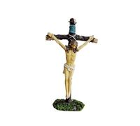 Perfeclan Statua di Gesù Crocifisso, Statuetta Religiosa in Preghiera Dipinta a Mano, Decorazione da Tavolo a Forma di Croce in Piedi, Decorazione per la casa,