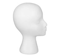 perfeclan Supporto per testa di manichino in schiuma, modello con base rotonda, supporto per parrucche in schiuma, per parrucche, posticci, cuffie, salone da