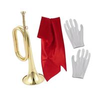 perfeclan Tromba da applauso, tromba da cavalleria, portatile, con guanti, trombe in ottone da 12,6" per allenamento, esibizioni, spettacoli per