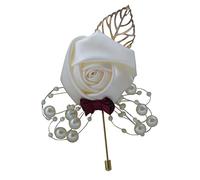 Perfeclan Uomo Donna Sposa Fiore all'occhiello, Festa di fine Anno Fiore all'occhiello, per la Cerimonia dell'anniversario, Bianco