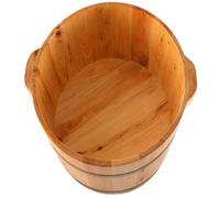 perfeclan Vasca per pediluvio in legno con doppio manico, vasca per pediluvio riutilizzabile, secchio portatile per pedicure, per uso domestico, sauna, M