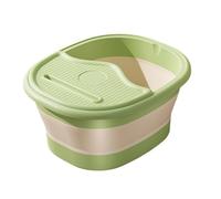 perfeclan Vasca per pediluvio pieghevole, barile per lavaggio piedi, secchio da pesca multiuso con coperchio, punto di massaggio per la pulizia della sauna, spa, Verde