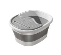 perfeclan Vasca per pediluvio pieghevole, barile per lavaggio piedi, secchio da pesca multiuso con coperchio, punto di massaggio per la pulizia della sauna, spa, Grigio