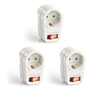 Perfect, adattatore per presa con interruttore on/off, 1x presa Schuko, 16A / 250V AC, 3680 watt, bianco, set da 3