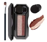 Perfect Dual Color Eyeshadow, Two Color Eye Shadow Plate, Portable Two Tone Eyeshadow, Highly Pigmented Eyeshadow with Exquisite Glitters (#1)