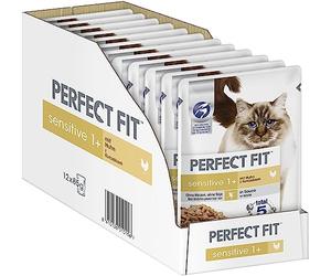 PERFECT FIT, Cibo per Gatti, Ideale da Un Anno in su, per Gatti sensibili, 12 bustine da 85 g ciascuna [Etichetta in Lingua Italiana Non Garantita]