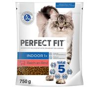Perfect Fit Indoor 1+ Ricco di manzo Crocchette per gatto - Set %: 6 x 750 g