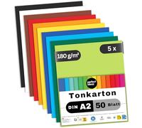 perfect ideaz - 250 fogli di cartone DIN A2, 10 colori, Made in Germany, certificato Angelo blu (5 x 50 fogli)