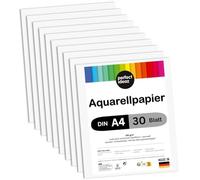 perfect ideaz 40 fogli carta per acquerello DIN A5, FSC, 290g, bianca, carta per acquerello dalla struttura leggera & opaca, per artisti, scolari & studenti