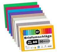 perfect ideaz • 50 buste DIN-C6 senza finestra, in carta riciclata, 10 colori, MADE IN GERMANY