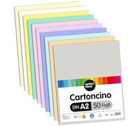 perfect ideaz • 50 fogli di cartoncino fotografico DIN-A2, 10 colori, cartoncino riciclato stabile 300 g/m², Made in Germany, certificato Blue Angel