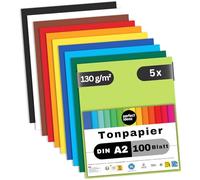 perfect ideaz - Carta colorata DIN A2 - 500 fogli, 10 colori vivaci, 130 g/m², completamente colorata e resistente alla luce, certificato Angelo blu, Made in Germany - Cartone per bricolage (5 x 100