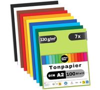 perfect ideaz - Carta colorata DIN A2 - 700 fogli, 10 colori vivaci, 130 g/m², completamente colorata e resistente alla luce, certificato Angelo blu, Made in Germany - Cartone per bricolage (7 x 100