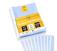 perfect line - 100 buste portadocumenti DIN A4 - extra resistenti, trasparenti, trasparenti - qualità premium per ufficio, scuola, casa - senza acidi