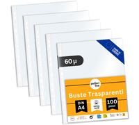 perfect line 100 Buste trasparenti anelli perforate DIN A4 Bustine trasparenti