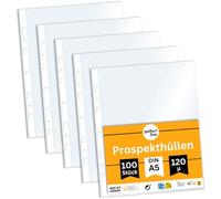 perfect line 100 Buste trasparenti anelli perforate DIN-A5, Bustine trasparenti cristalline, lisce, extra resistenti, robuste, prive di acidi, valide per documenti ufficiali