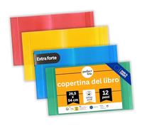 perfect line - 12 buste per libri ideali per libri fino a 26,5 cm di altezza - 4 colori trasparenti - Custodia per libro scolastico extra stabile in PP - lavabile - Custodia fino a 54 cm di larghezza