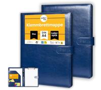 perfect line - 2 cartelline portadocumenti DIN A4 con chiusura magnetica - in ecopelle resistente con elegante effetto pelle - Cartella business di alta qualità in elegante blu scuro