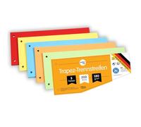 perfect line - 200 divisori per raccoglitori A4, divisori in cartone riciclato, forma trapezoidale, 5 colori, 2 forati, Made in Germany, certificato Blauer Engel