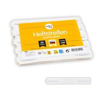 perfect line - 50 strisce adesive per quaderni in PP (300 my Stark) - bianco, 15 x 2 cm, extra sottili - ottimali fino ai documenti DIN A4, forte forza adesiva, facile da applicare - Made in Germany