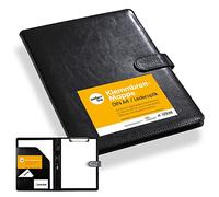 perfect line A4 - Astuccio portafogli in pelle sintetica, formato A4, con chiusura magnetica, con 4 scomparti e clip, ideale come agenda