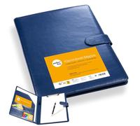 perfect line Cartellina portadocumenti DIN A4 con chiusura magnetica, in ecopelle resistente con elegante effetto pelle, cartellina per business di alta qualità (1 cartella, blu)