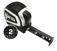 Perfect Measuring Tape - Metro a nastro BrightLine ad alto contrasto in modalità scura di facile lettura per scarsa visibilità - Custodia in gomma resistente 5,5 m (frazioni in pollici) Metro a nastro