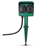 Perfect - Presa da giardino, 4 prese, 4 prese, IP44, con picchetto, lunghezza cavo 2 m, colore: verde
