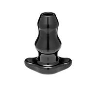 PERFECTFITBRAND Double Tunnel Plug - Black,Transparent, Hollow Anal Plug, M/L/XL