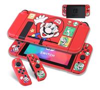 PERFECTSIGHT Custodia protettiva compatibile con Nintendo Switch, Kawaii, custodia protettiva sottile in morbido TPU, guscio agganciabile per console NS e controller Joycon, rosso, M