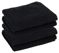 PERFEHAIR Asciugamani neri (confezione da 4, 40 x 60 cm) - Asciugamano da barbiere in cotone per palestra, bagno, parrucchiere, morbido e assorbente