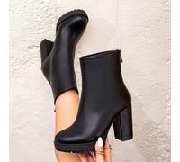 Perfetti per i pantaloni, stivali Chelsea stile europeo e americano con punta tonda, stivali da donna con tacco alto e suola spessa, stivali invernali, stivali eleganti da donna con tacco alto e punta