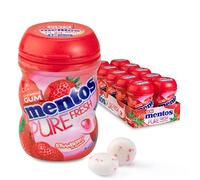 Perfetti Van Melle Mentos Gomme, Gomma Purefresh alla Fragola In Barattolo Piccolo, Mentos Caramelle, 10 Pack, 240 Gram Total