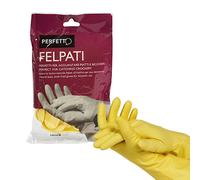 PERFETTO - 0399B - Guanti in lattice - felpati - taglia M-7 - giallo - Perfetto - blister 2 pezzi - 94114 - Conf. da 1 Pz. - 0399B