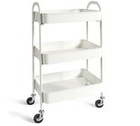 Perfetto Più Carrello Metallo Lavanderia/Cucina con Ruote Coll. Lino - Bianco