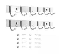 perfk 2x 2 Pezzi Appendiabiti Da Parete, Appendiabiti Da Parete, Acciaio Inossidabile, Montaggio a Parete, 6 Ganci per Appendere per Appartamenti