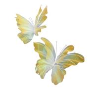 perfk 2x Farfalle Artificiali Decorazione Farfalle Giganti Artigianato Puntelli Foto Leggeri Farfalla Mariage Decor per Matrimoni all'Aperto, giallo