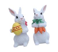 perfk 2x statuette, sculture di, piccole statuette di coniglio che tengono un uovo e una carota per la sala da pranzo,