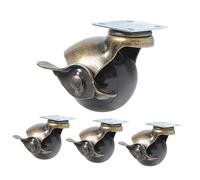 perfk 4 Ruote girevoli a Sfera per mobili con Piastra Superiore in Ottone, Stile Antico Vintage, per Carrello, Divano, Mobile, 2inch