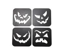 perfk 4x Sottobicchieri di Halloween, Sottobicchieri Isolanti, Quadrati, Novità, Cucina, Riutilizzabili, Tovaglietta Spettrale, Decorazione di Halloween, Nero