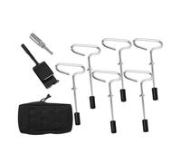 perfk 6 Pezzi di Ancoraggi per Tende da Ghiaccio, Picchetti per Tende Resistenti da 8 Pollici, Accessori per La Pesca Invernale, Ancoraggi per Baracche da G, con convertitore di Bit