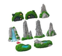 perfk 9 Pezzi Mini Bonsai Figurine Ornamenti Decorativi Giardino Roccioso Scultura in Resina Giochi d'Acqua per Giardino Esterno Acquatico