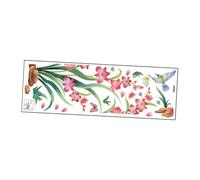 perfk Adesivo murale con fiori di orchidea, decorazione floreale in PVC per interni, carta da parati con farfalle e uccelli, per ufficio, bagno,