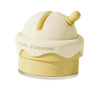 perfk Affilacoltelli Affilacoltelli da cucina Professionale Portatile con Ventosa Manuale Mini Comodo Strumento di Affilatura, Giallo