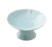 perfk Alzata per dessert in ceramica, portafrutta con piedini, elegante, mini alzata per torta per tavolo da dessert, decorazioni per feste da, Azzurro