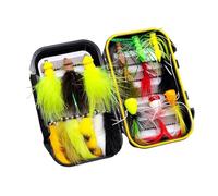 perfk Assortimento di 18 Mosche da Pesca a Mosca con ami, Attrezzi da Pesca legati a Mano, Esche con Custodia per Il Trasporto per Salmone, spigola, Pesce