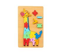 perfk Blocchi di Numeri Giocattoli Puzzle di Legno Evolutivo Prescolare Educativo Animale Puzzle Giocattoli Giocattoli Montessori per la Scuola età, Giraffa